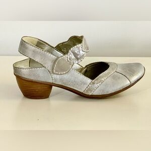 Rieker Antistress Metallic Heels Grey/Silver Sparkling Mary Jane Pumps Sz 37